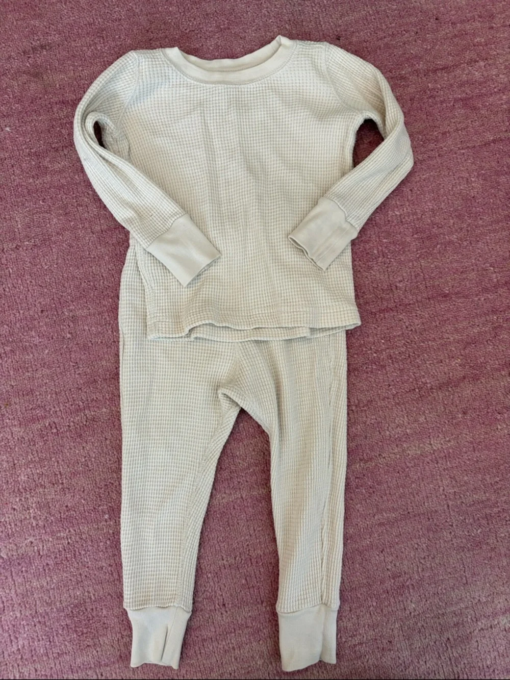 Shop Noble Cream Toddler Kids Waffle Knit Matching Set